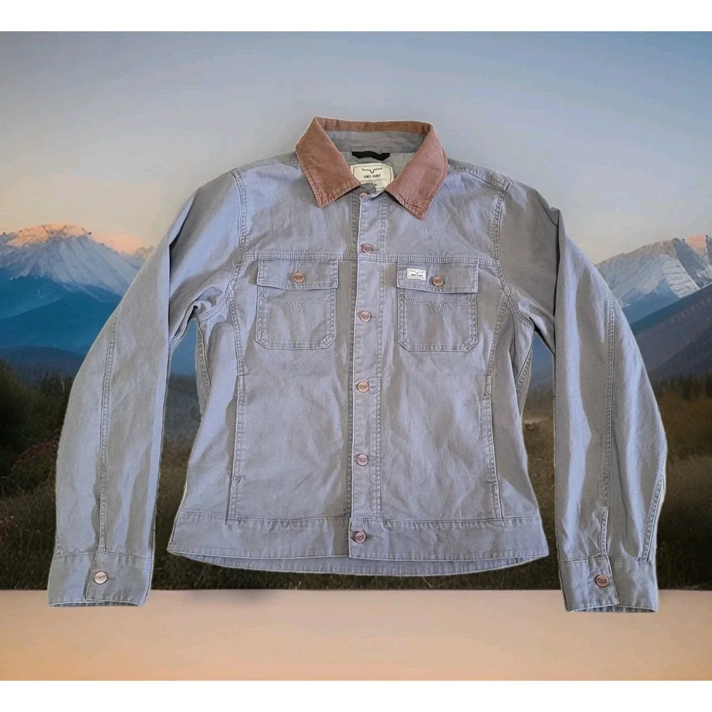 Kimes Ranch Light Gray Worker Jacket with Brown Corduroy Collar - Picture 1 of 16